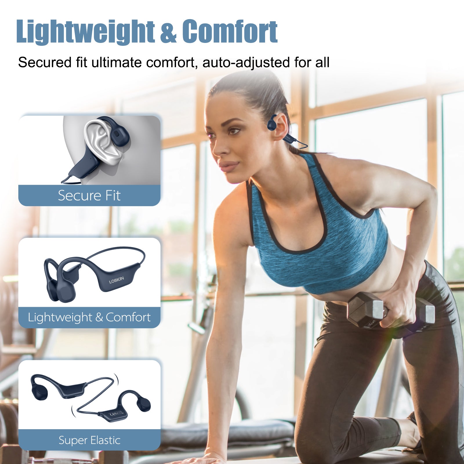 LOBKIN X10 Bone Conduction Headphones - Bluetooth 5.3 Waterproof