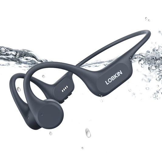 LOBKIN Bone Conduction Headphones Bluetooth 5.4 Swimming Headphones Underwater IP68 Waterproof Open Ear Sports Bone Conduction Earphones with Mic and Built-in 32GB MP3 for Running,Cycling,Gym