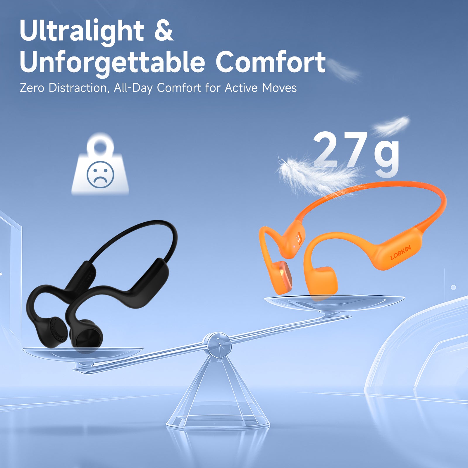 LOBKIN X21-Orange Swimming Headphones - Bluetooth 6.0 IPX8 32GB