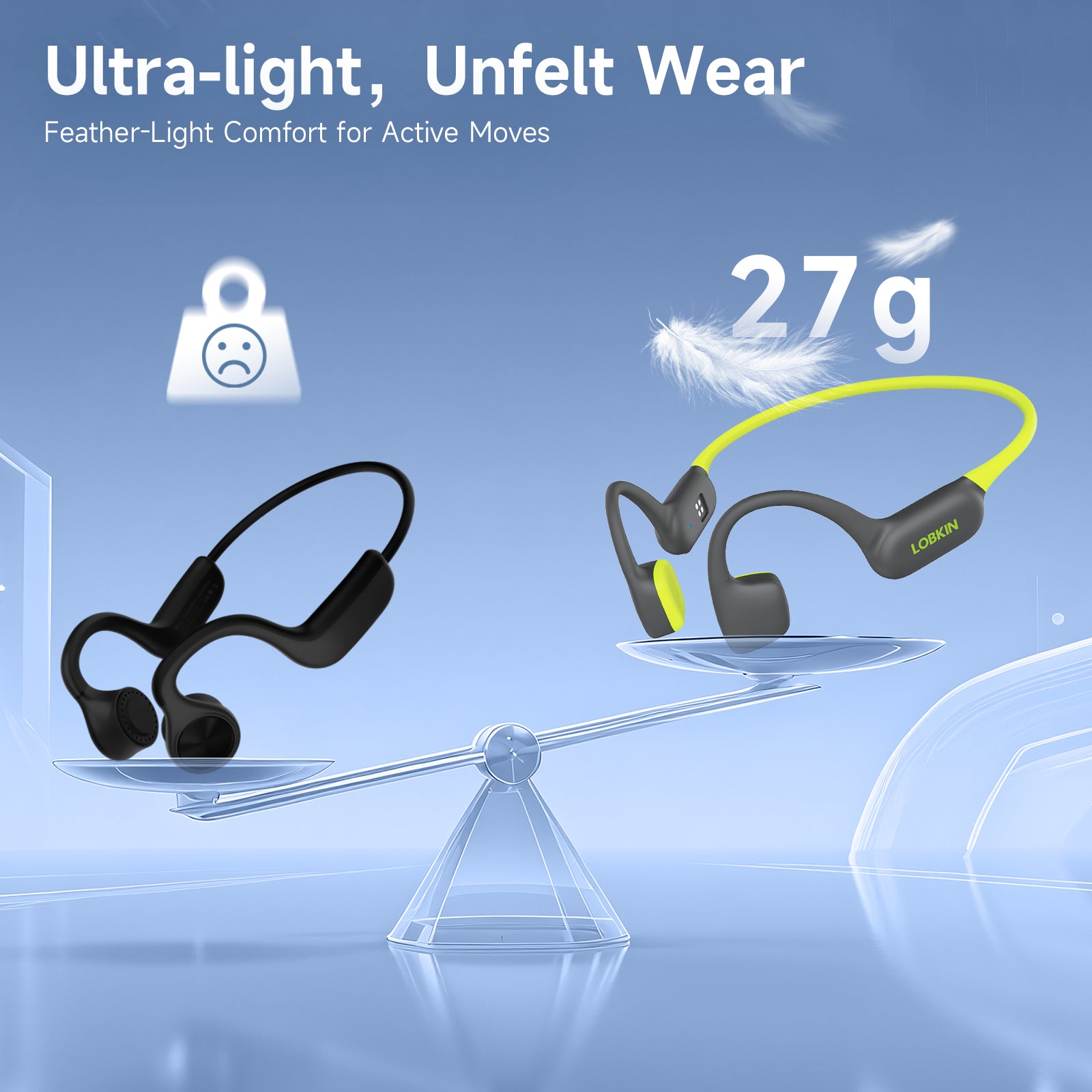 Casque Conduction Osseuse Bluetooth 5.3 LOBKIN IP68 Étanche - Natation Cyclisme Avec MP3 32Go