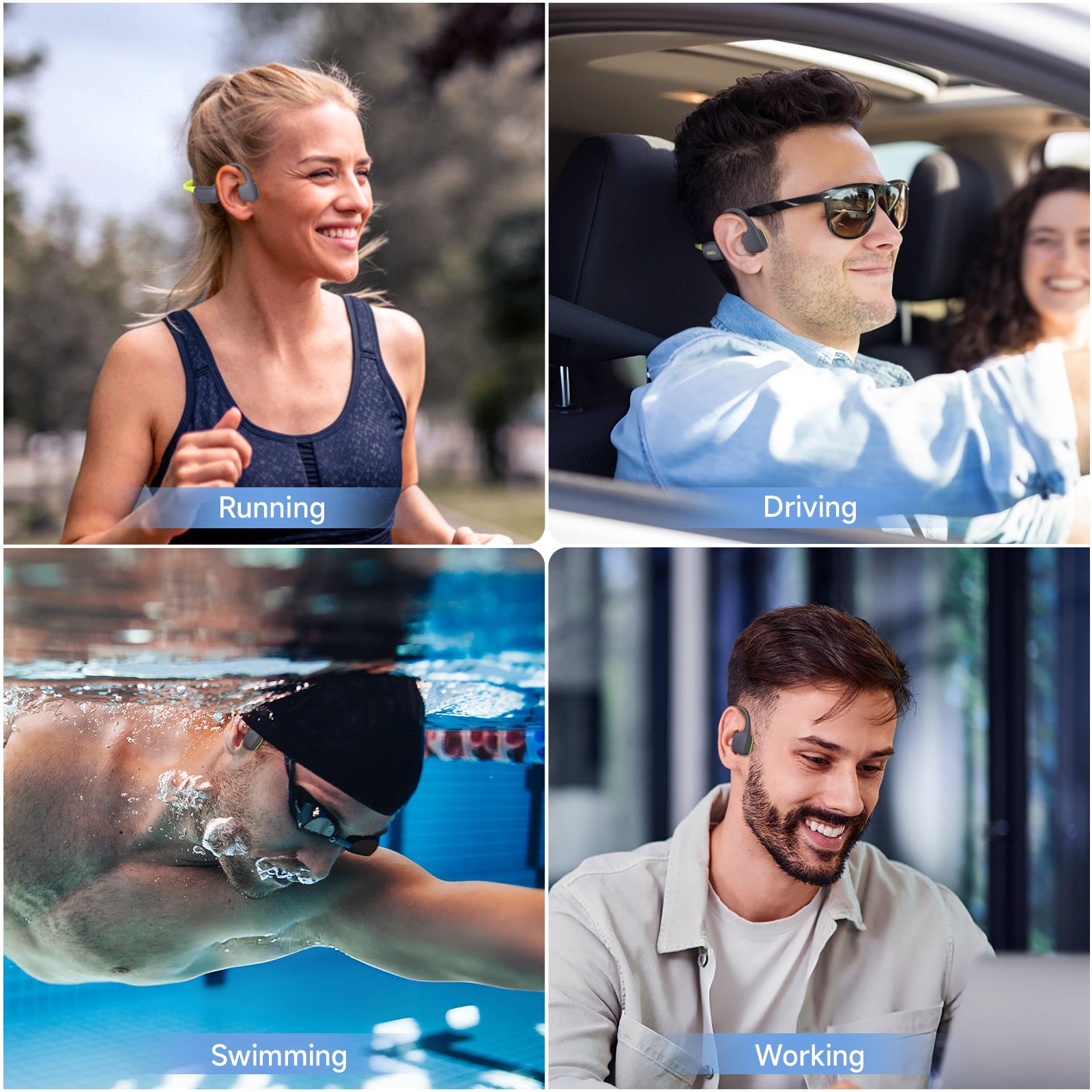 LOBKIN X21-Green Swimming Headphones - Bluetooth 6.0 IPX8 32GB