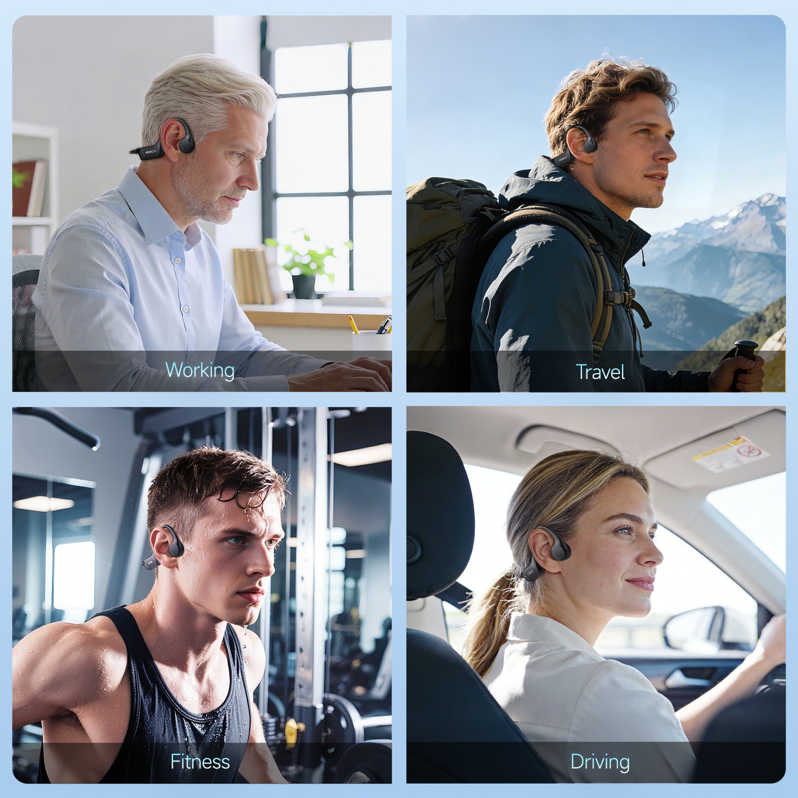 LOBKIN X28-Bone Conduction Headphones - Bluetooth 6.0 IPX7 32GB Built-in Mic