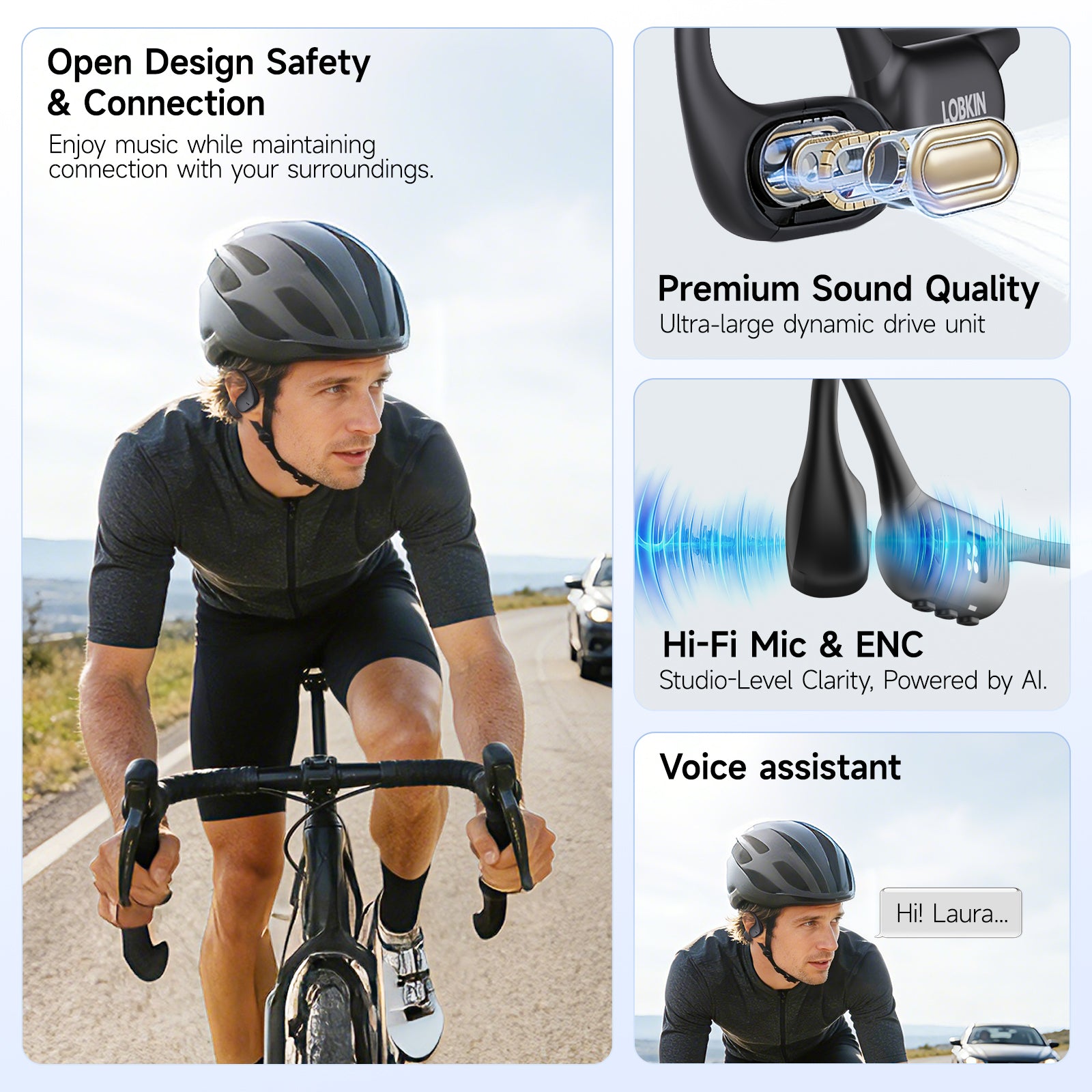 LOBKIN X31- Air Conduction Headphones - Bluetooth 6.0 IPX7 8GB Storage ENC Lightweight